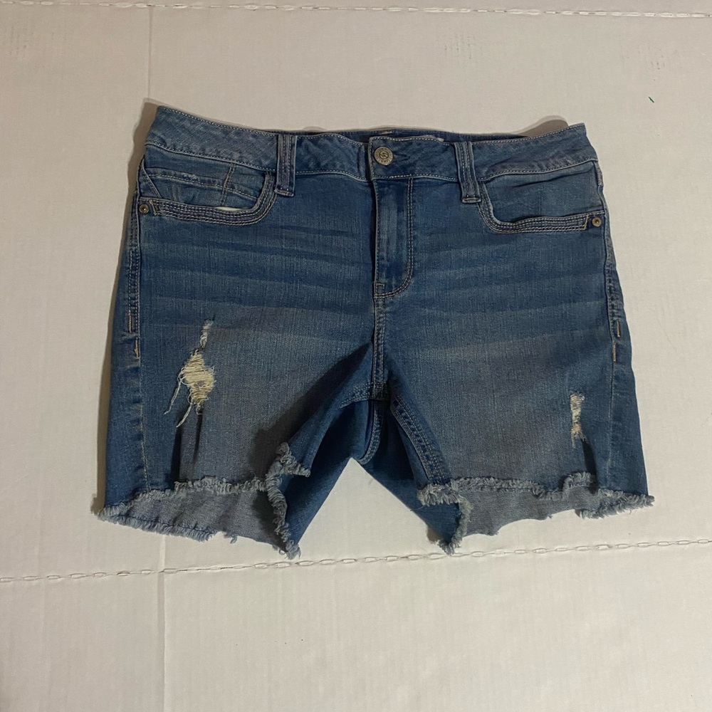 Seven7 Blue Distressed Jean Shorts